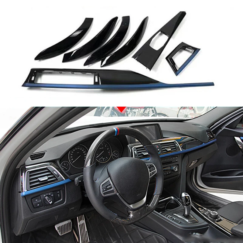 KSPIV For BMW 3 4 Series 2012-2019 F30, F35, F3X, F80, F8X sports interior seven-piece set Cover Center Console Panel