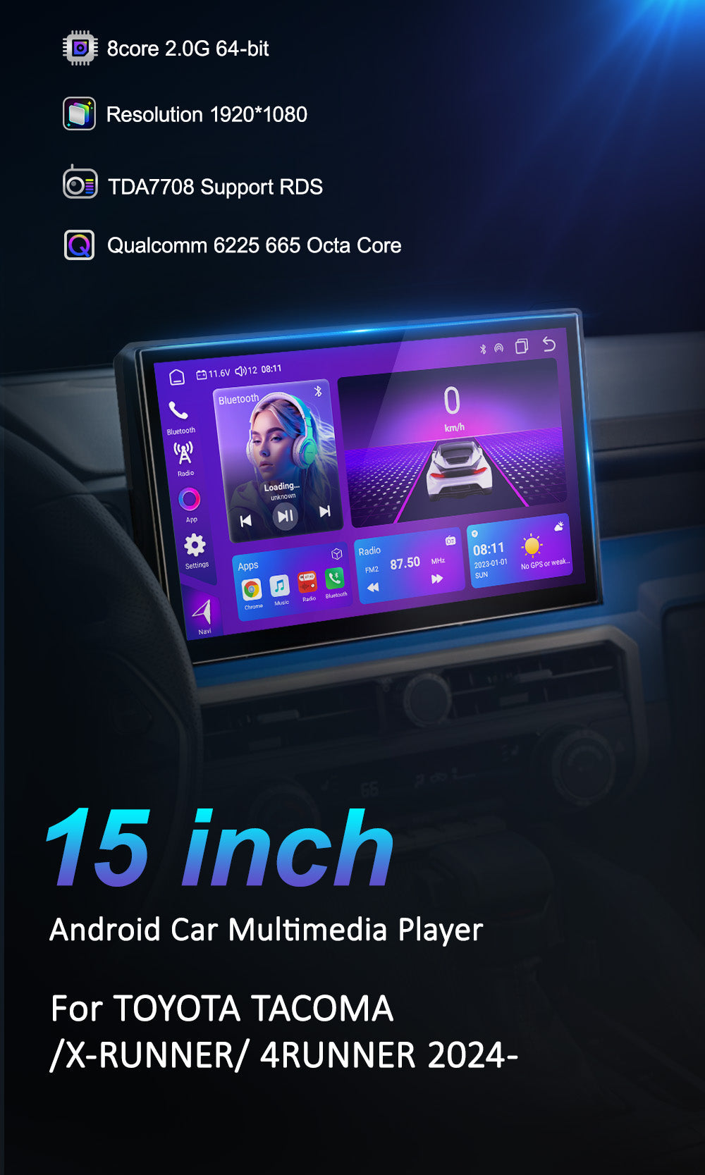 Upgrade Your TOYOTA Tacoma/ X-Runner/ 4 Runner 2024 with the Best Android Car Stereo