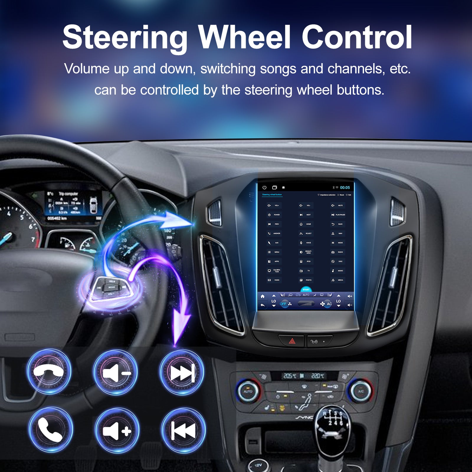 Android 12.0 Vertical 9.7" Touch Screen GPS Radio For Ford Focus 2012-2018