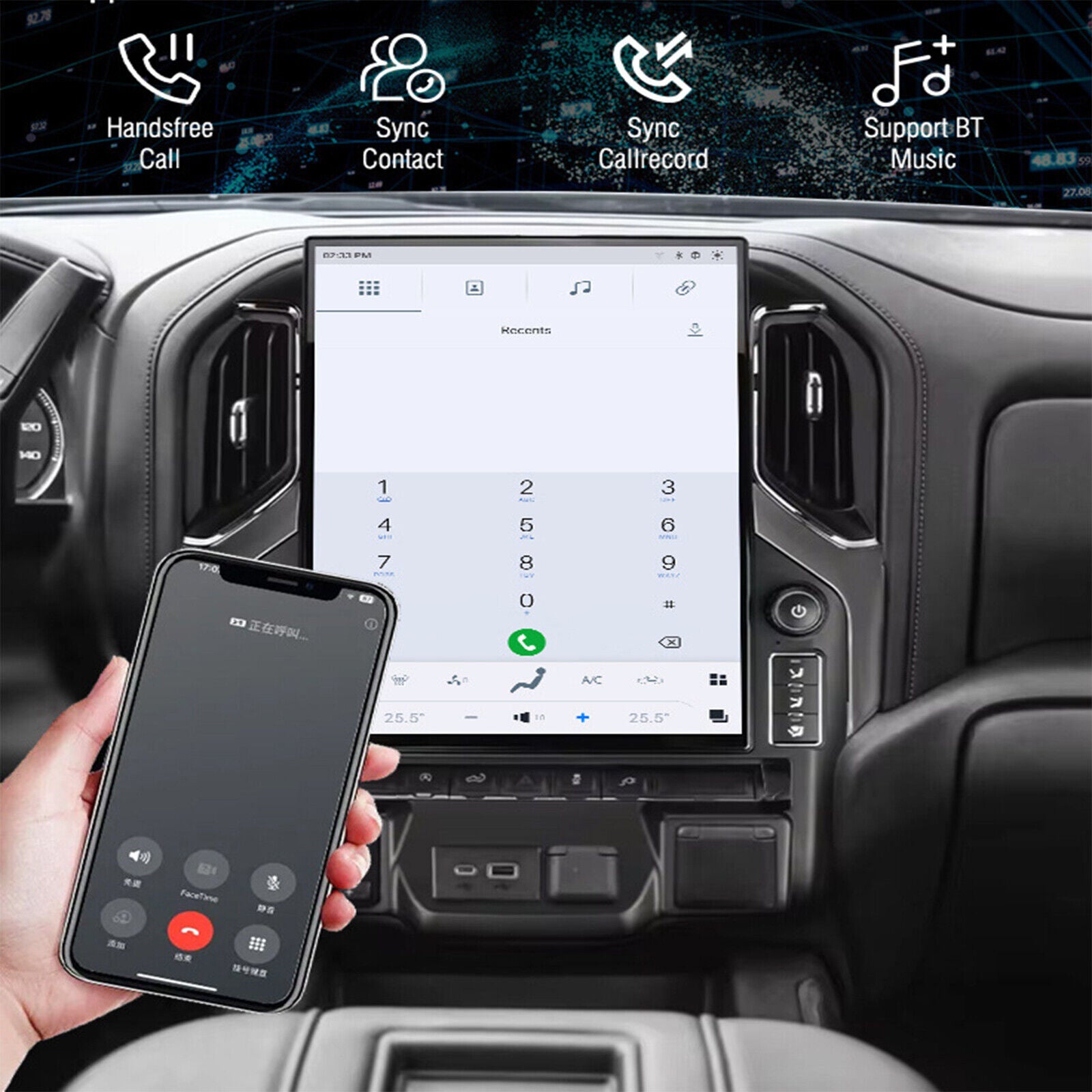 15.6 inch Android 13 Tesla Style Car Radio for GMC Sierra Chevrolet Silverado 2019-2024 Carplay Car GPS Navigation Multimedia