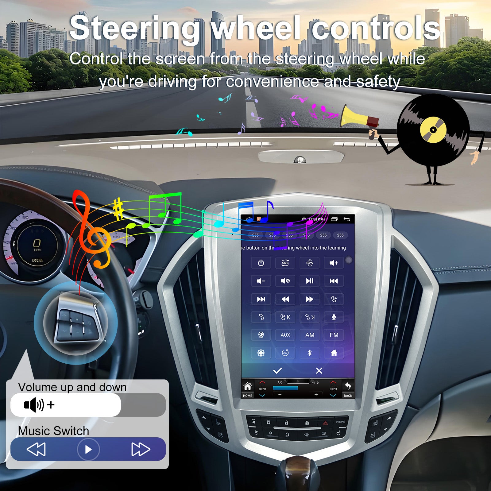 12.1 inch Vertical Screen Tesla Style Car Radio Stereo for Cadillac SRX 2009-2012