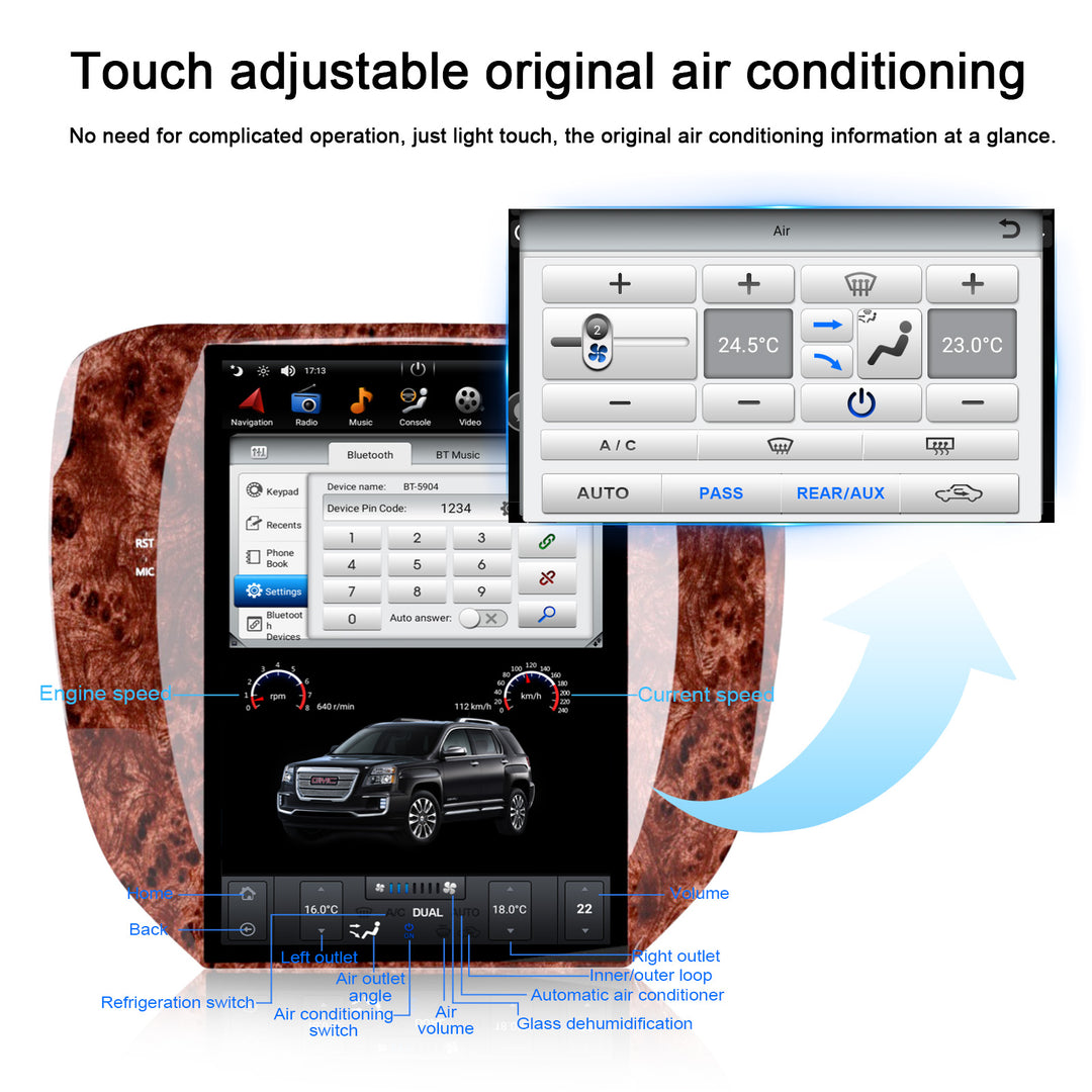 KSPIV | GMC Yukon/Chevrolet | Tahoe Silverado | 2007-2012 | Tesla Vertical Screen | Car Radio