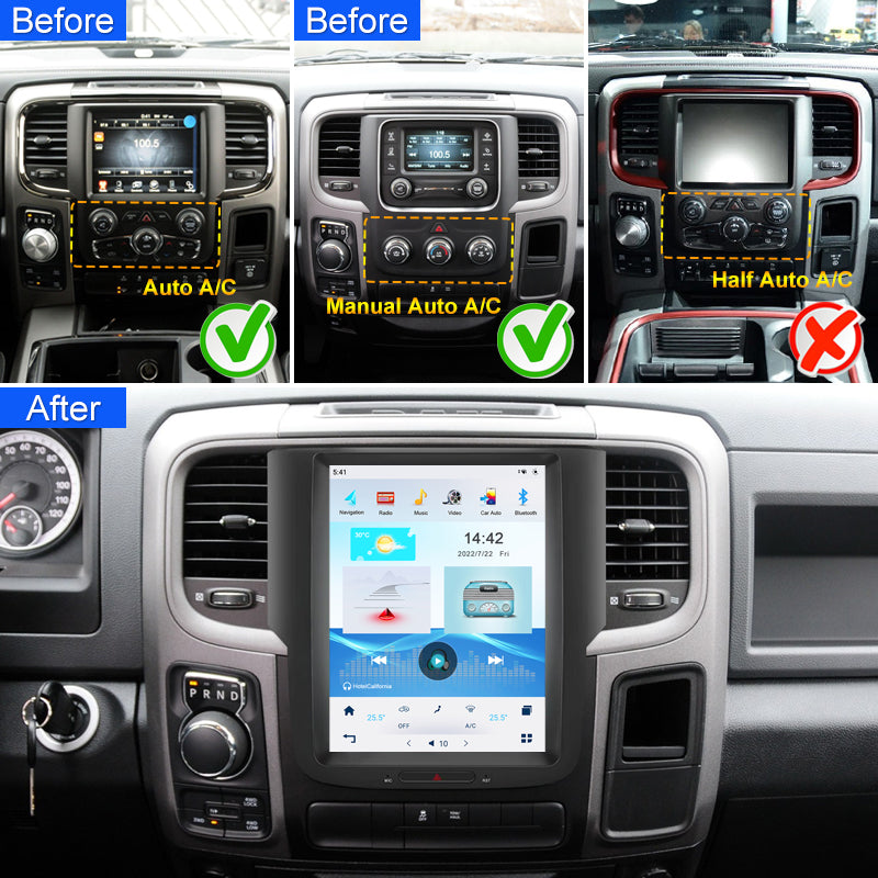 Android Qualcomm Aŭtoradio Plurmedia Aŭtomata Stereo Videoludilo Tuŝekrano GPS Ĉefunuo 1 Din Por Dodge RAM Kamionoj pickup 1500 2500 3500 2012 - 2018