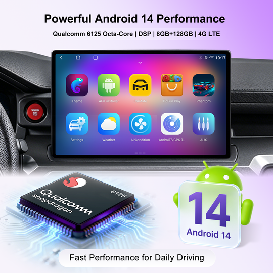 15-Inch Android 14 Car Stereo for Toyota 4Runner, QLED Touch Screen Radio with Wireless CarPlay Android Auto, Qualcomm 6125 8GB+128GB, 4G LTE, DSP Audio, GPS Navigation, JBL, Backup Camera, Plug & Play