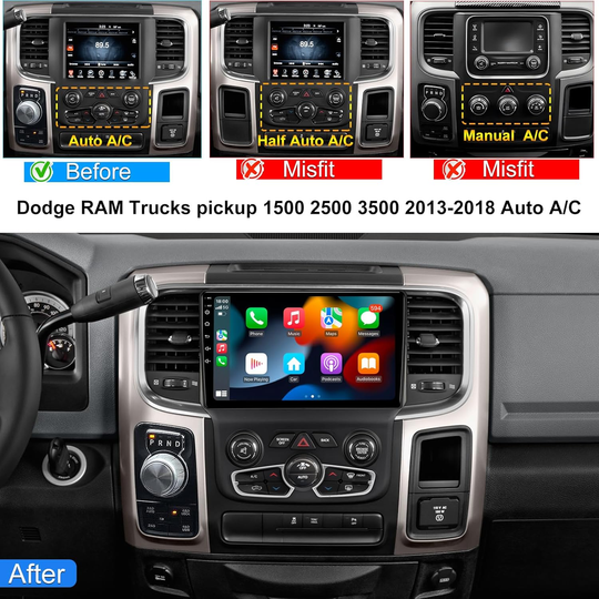 10.4" Vertical Android 14 Car Stereo for Dodge Ram 1500 2500 3500 2013-2018 Auto A/C, Wireless CarPlay Android Auto, 4G LTE GPS Navigation, Bluetooth, Backup Camera, Steering Wheel Control, Plug & Play