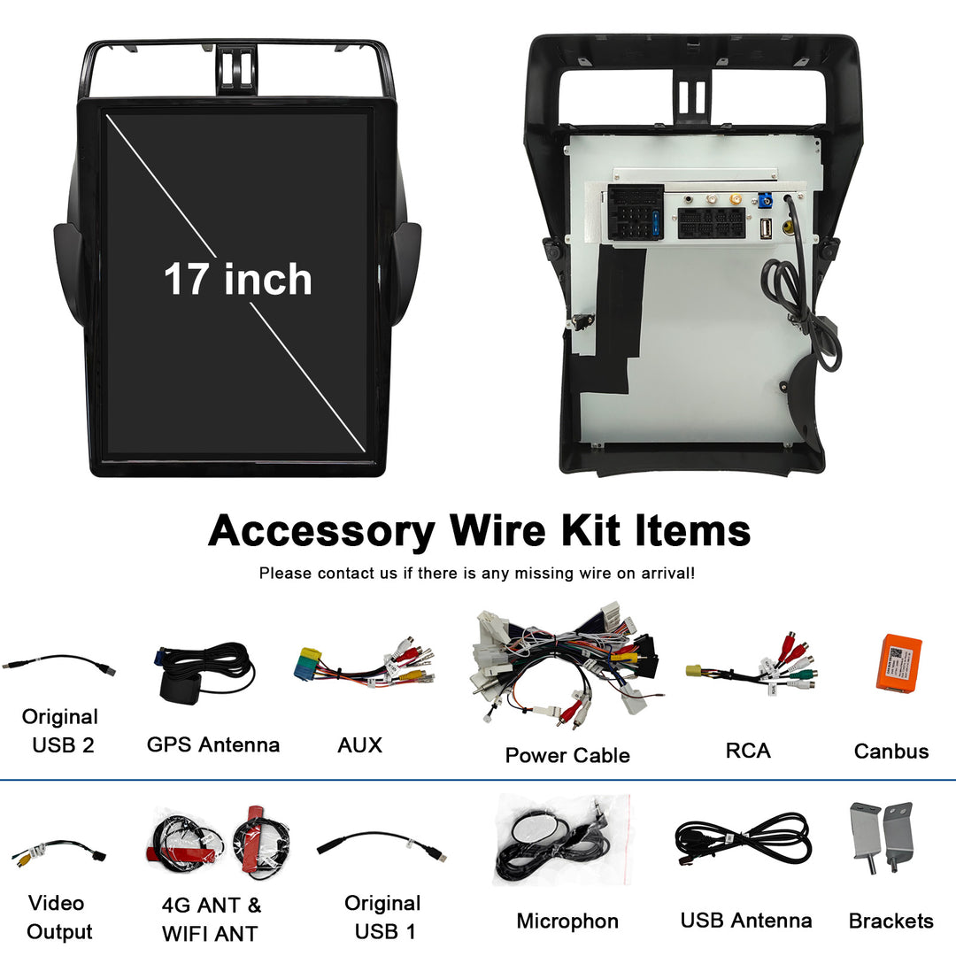 17 inch Car Stereo Radio for TOYOTA PRADO 2018-  Navigation Vertical Screen