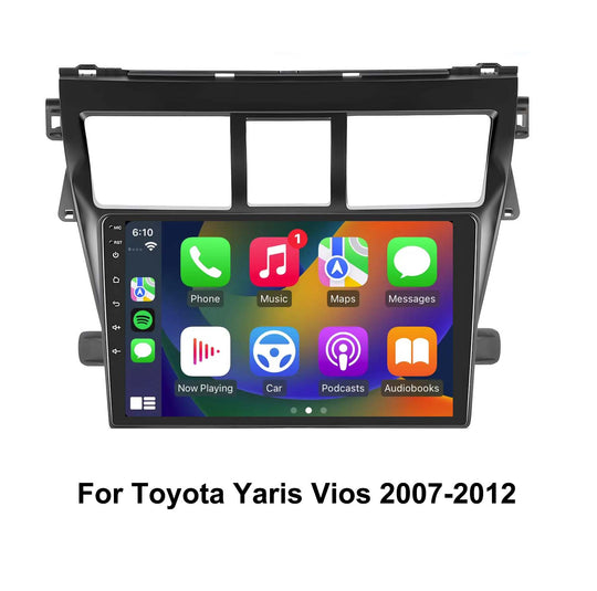 9 Inch Touch Screen for For Toyota Yaris Vios 2007-2012 Radio, Android Car Stereo with Carplay Android Auto in Dash GPS Navigation Bluetooth WIFI FM Steering Wheel Controls