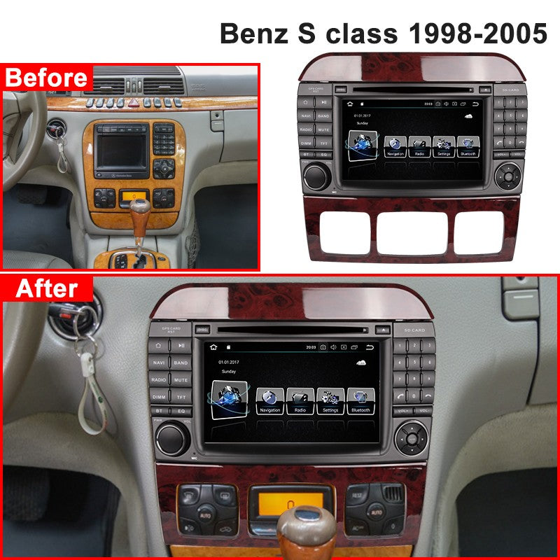 7 inch Android 10 Car GPS Navigation Screen for Benz S Class W220 1998-2005 2 Din 4+64G Car Radio Stereo Receiver Car Multimedia Palyer