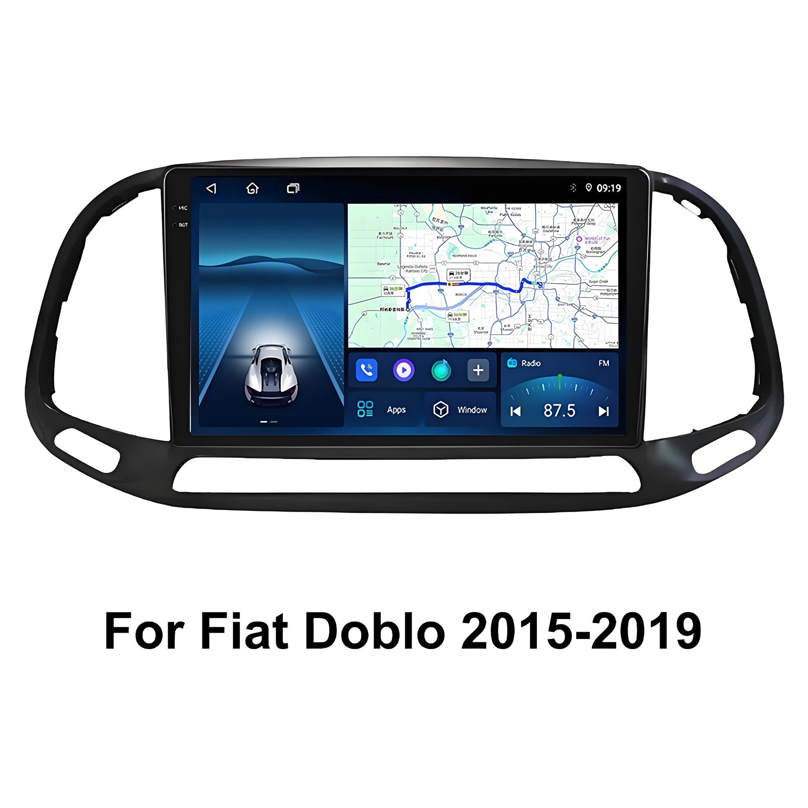 9.5 Inch 2K Touch Screen for Fiat Doblo 2015-2019 Radio, Android Car Stereo with Carplay Android Auto in Dash GPS Navigation Bluetooth WIFI FM Steering Wheel Controls