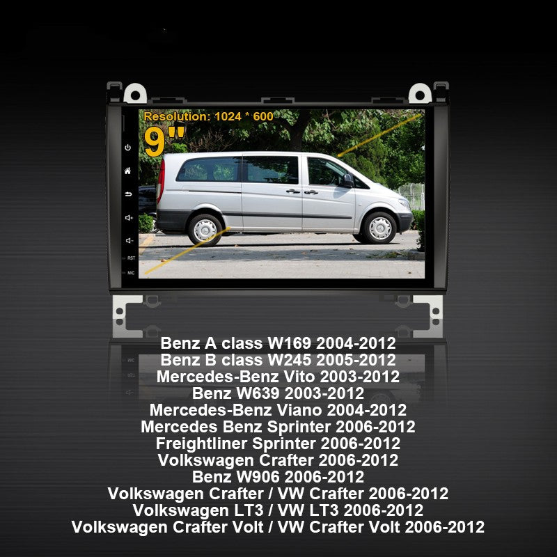 Android 9 Car Radio Audio Video Player GPS Carplay for Mercedes Benz Viano/Vito/Sprinter/A Class W169/B Class W245 2004-2012
