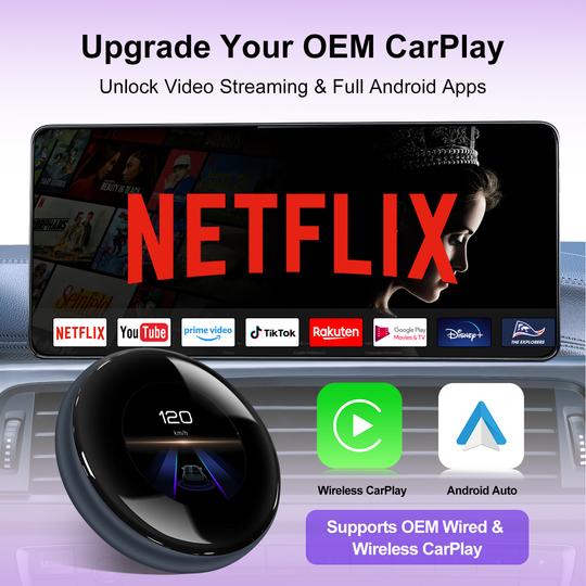 CarPlay Magic AI Box with 3.2” Touchscreen for BMW Mercedes Audi Porsche | Android 14 Wireless CarPlay & Android Auto Adapter
