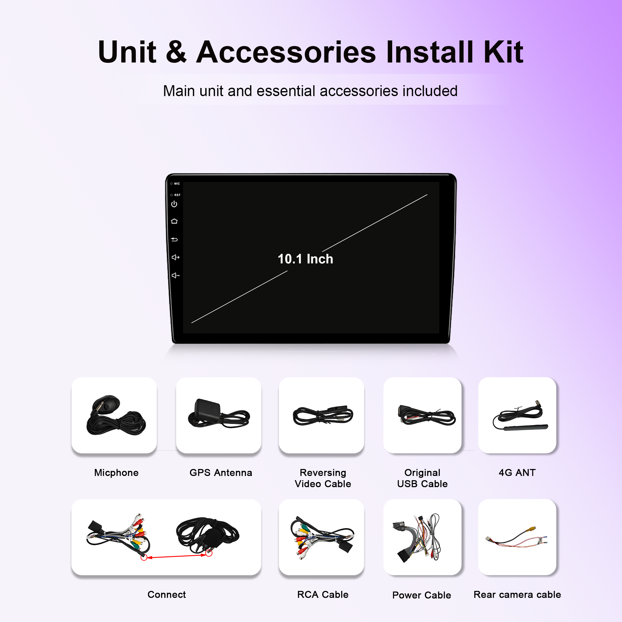 10.1" Android Car Stereo Single Din Universal with Carplay Android Auto IPS Screen