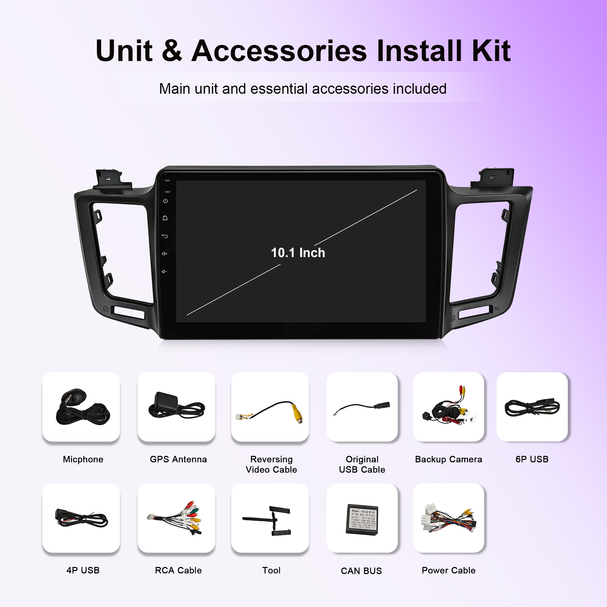 10.1 Inch Touch Screen for TOYOTA RAV4 2013-2018 Radio, Android Car Stereo with Carplay Android Auto in Dash GPS Navigation Bluetooth WIFI FM Steering Wheel Controls