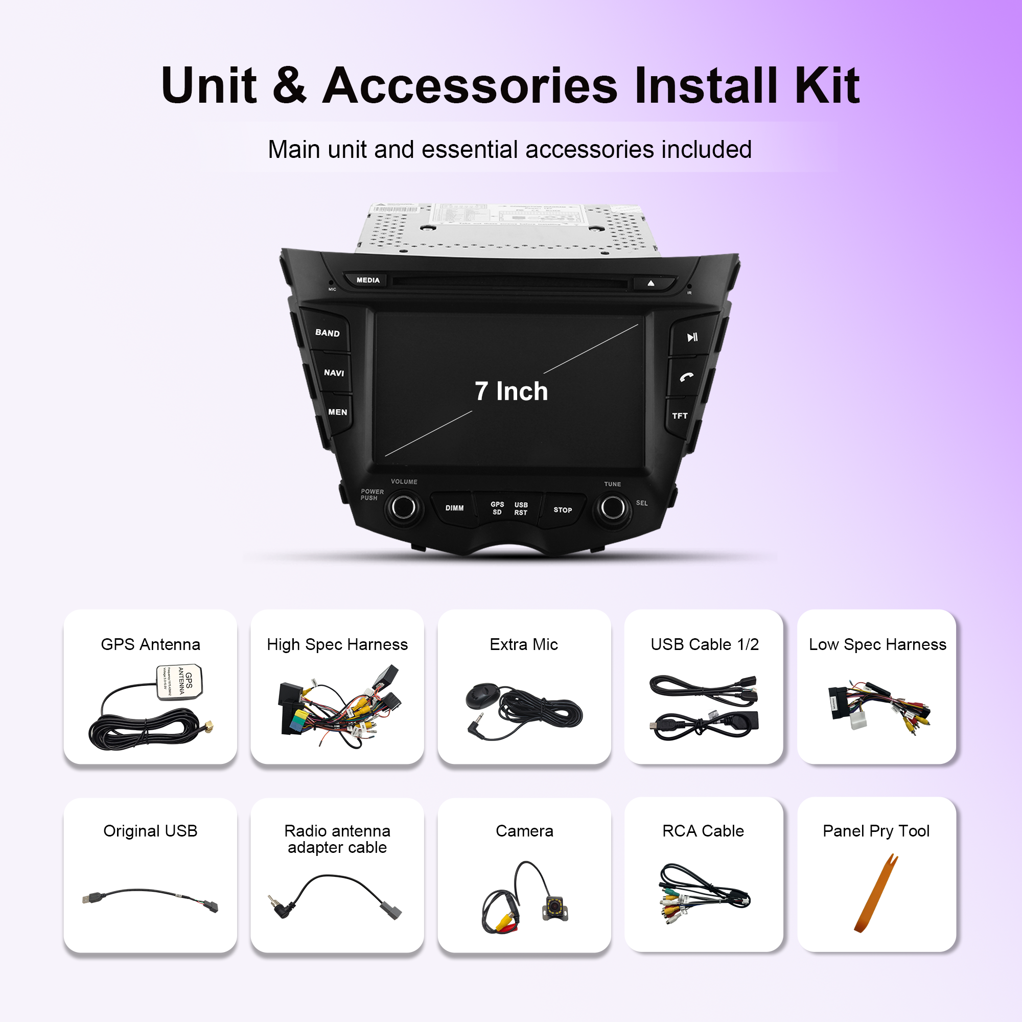 KSPIV 7-Inch Android Car Stereo for Hyundai Veloster 2011–, Wireless CarPlay, Android Auto, GPS Navigation, DSP, SWC & Backup Camera