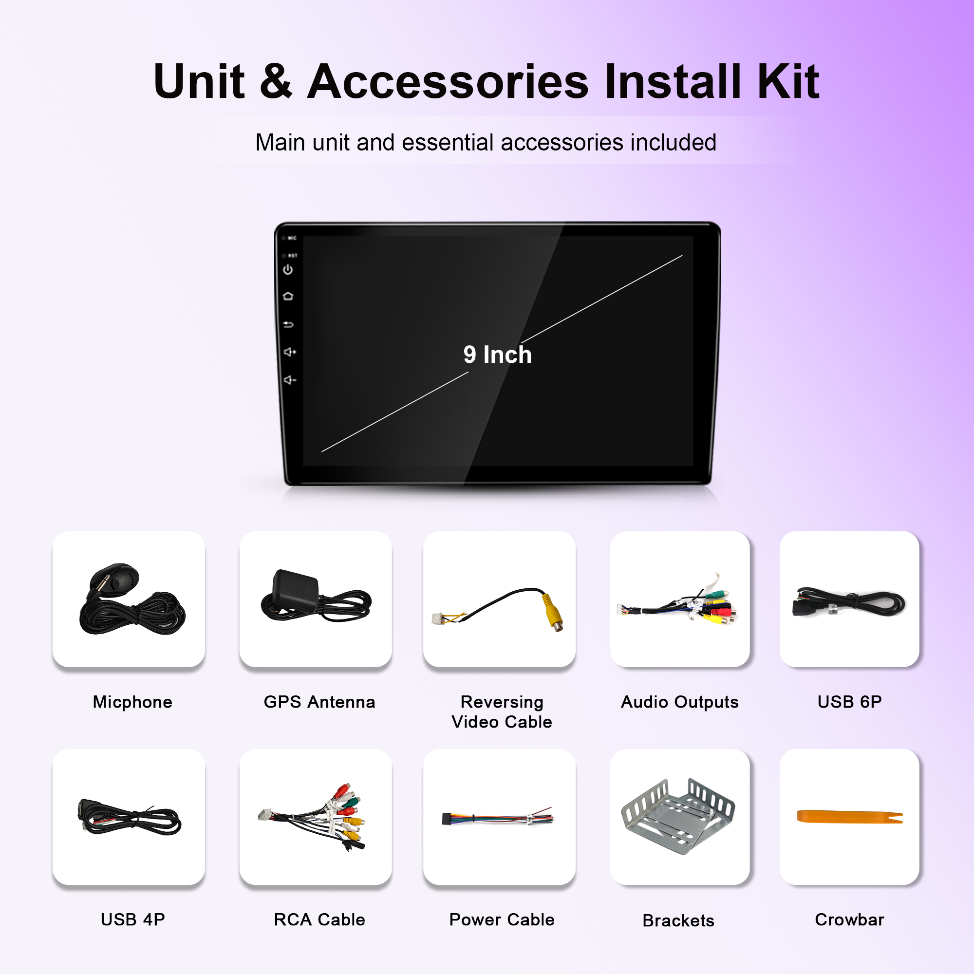 Android 9 Inch Universal Car Stereo Radio 2Din Multimedia Video Carplay & Android Auto in Dash Kit Head Unit GPS Navigation