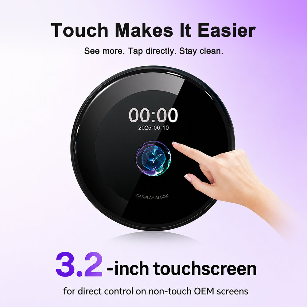 KSPIV CarPlay AI Box with 3.2” Touchscreen, Android 14 Wireless CarPlay & Android Auto Adapter, Qualcomm Snapdragon 6125, Plug and Play AI Box for OEM Wired & Wireless CarPlay Vehicles, Netflix YouTube TikTok, GPS, Dual BT 5.0
