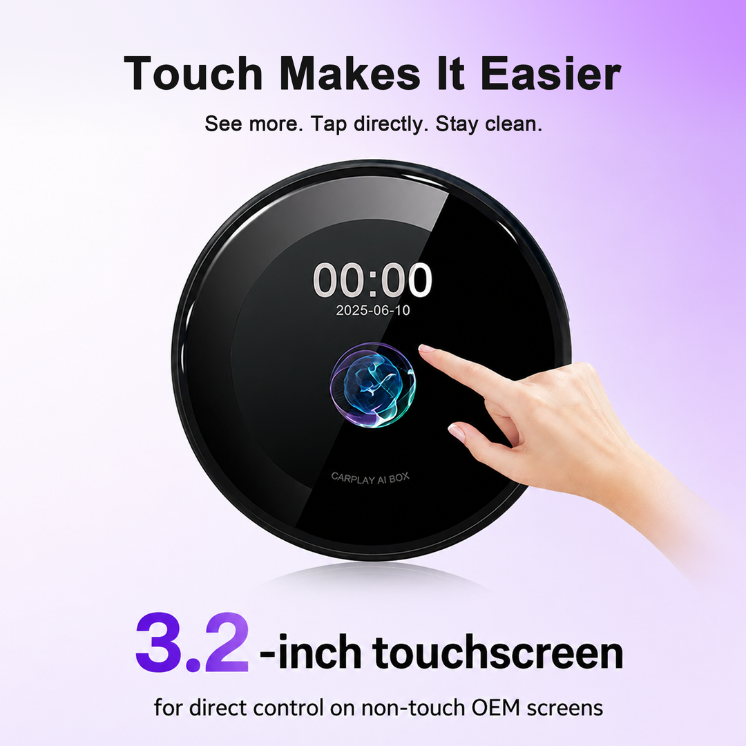 KSPIV CarPlay AI Box with 3.2” Touchscreen, Android 14 Wireless CarPlay & Android Auto Adapter, Qualcomm Snapdragon 6125, Plug and Play AI Box for OEM Wired & Wireless CarPlay Vehicles, Netflix YouTube TikTok, GPS, Dual BT 5.0