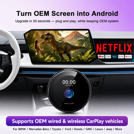 KSPIV CarPlay AI Box with 3.2” Touchscreen, Android 14 Wireless CarPlay & Android Auto Adapter, Qualcomm Snapdragon 6125, Plug and Play AI Box for OEM Wired & Wireless CarPlay Vehicles, Netflix YouTube TikTok, GPS, Dual BT 5.0