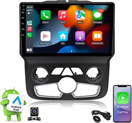 10.4" Vertical Android 14 Car Stereo for Dodge Ram 1500 2500 3500 2013-2018 Auto A/C, Wireless CarPlay Android Auto, 4G LTE GPS Navigation, Bluetooth, Backup Camera, Steering Wheel Control, Plug & Play