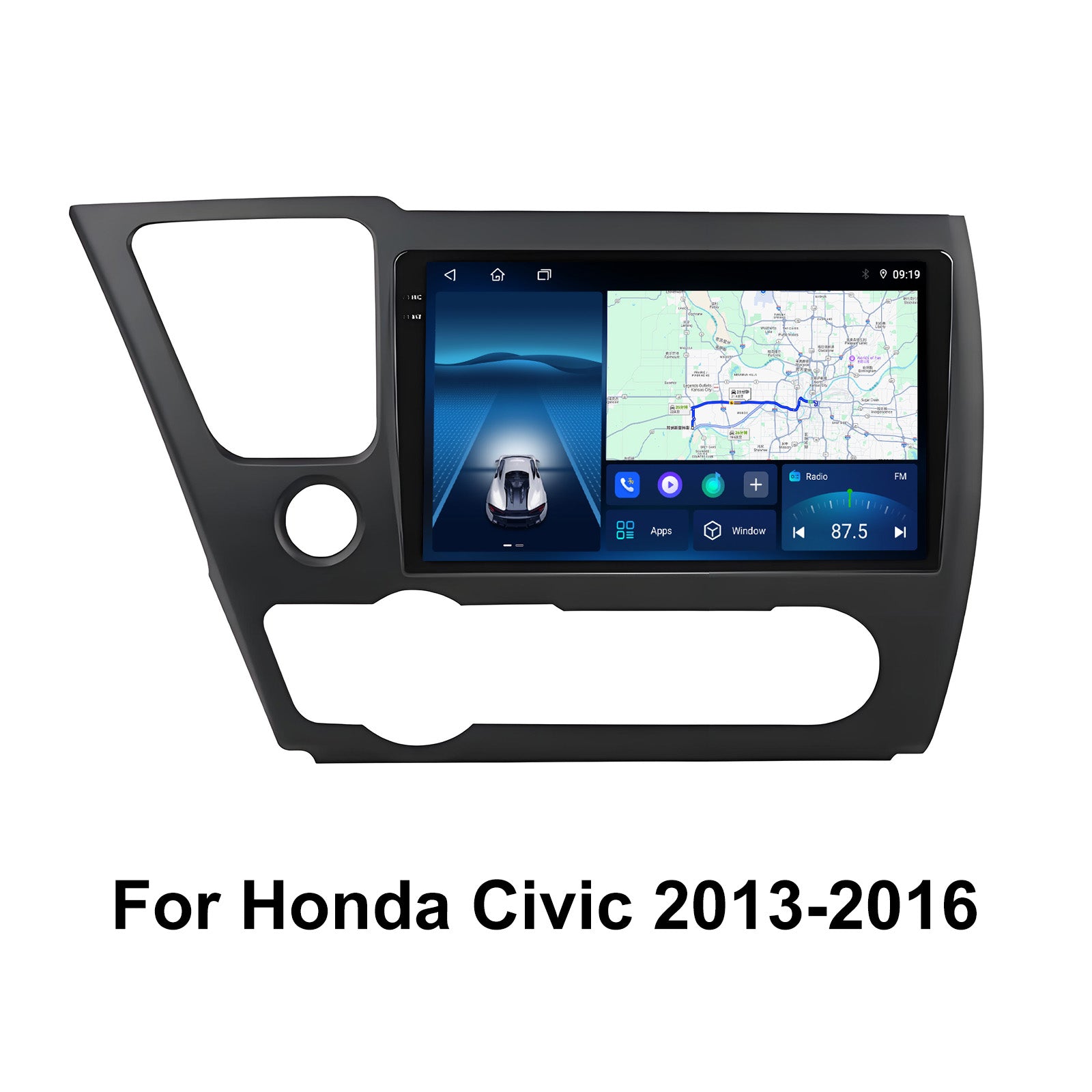 9.5 Inch 2K Touch Screen for Honda Civic 2013-2016 Radio, Android Car Stereo with Carplay Android Auto in Dash GPS Navigation Bluetooth WIFI FM Steering Wheel Controls