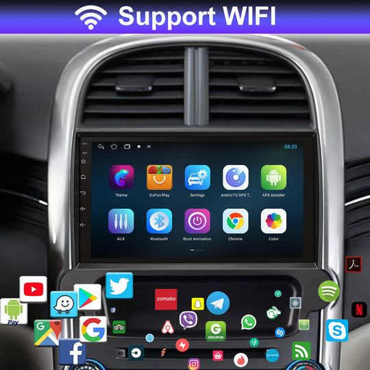 9 inch Android 14 Car Radio for Chevrolet Chevy Malibu Stereo 2011 2012 2013 2014 with Wireless CarPlay Android AutoBluetooth WiFiGPSMirror LinkBackupCameraAM/FM