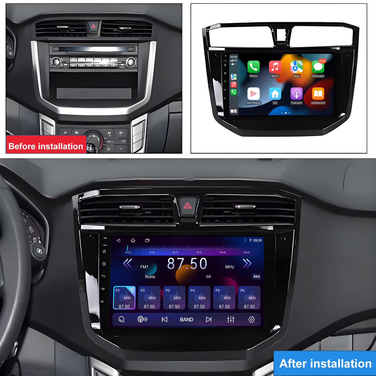 9 Inch Touch Screen for LDV MAXUS T60 Radio, Android Car Stereo with Carplay Android Auto in Dash GPS Navigation Bluetooth WIFI FM Steering Wheel Controls