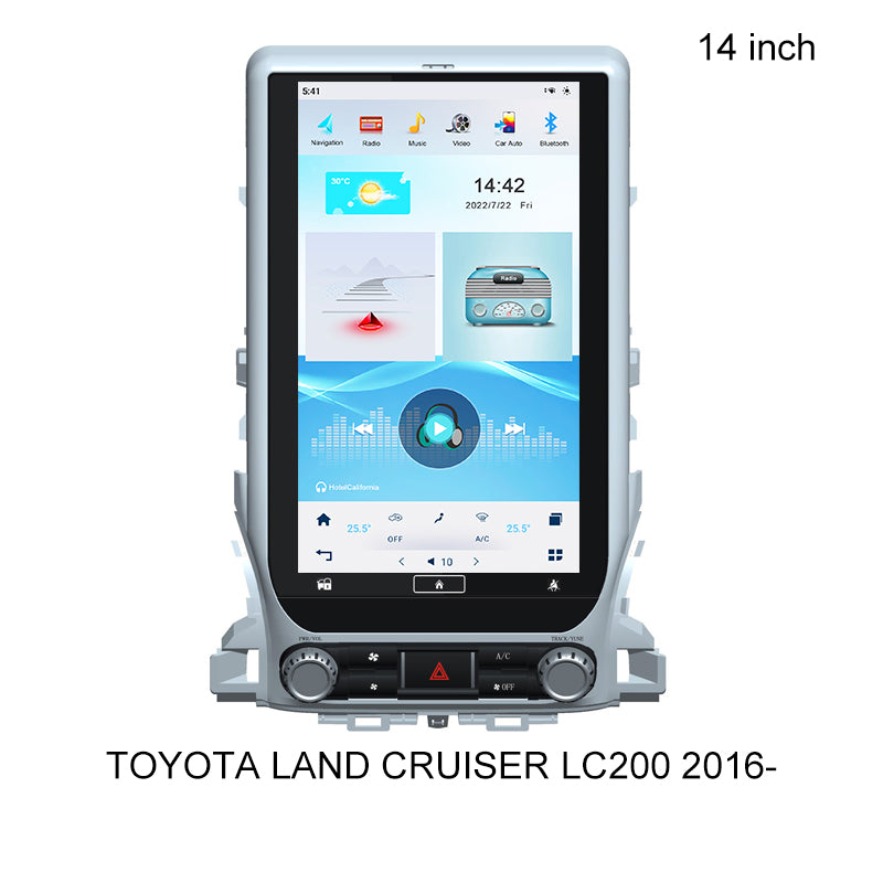 KSPIV 14 Inch Tesla Vertical Screen Car Video Stereo For TOYOTA LAND CRUISER LC200 2016- GPS Autoradio Navigation in Dash
