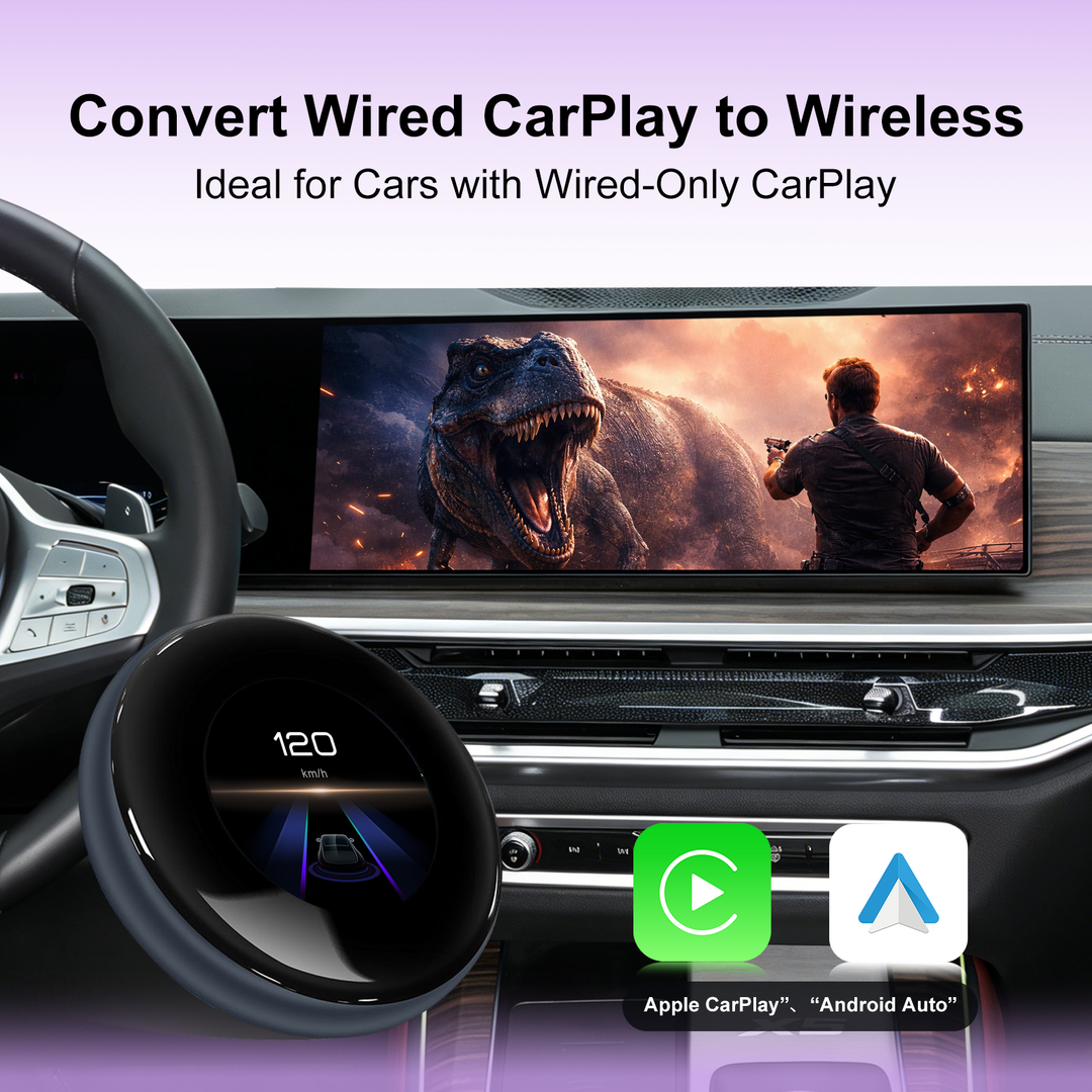 CarPlay Magic AI Box with 3.2” Touchscreen for BMW Mercedes Audi Porsche | Android 14 Wireless CarPlay & Android Auto Adapter