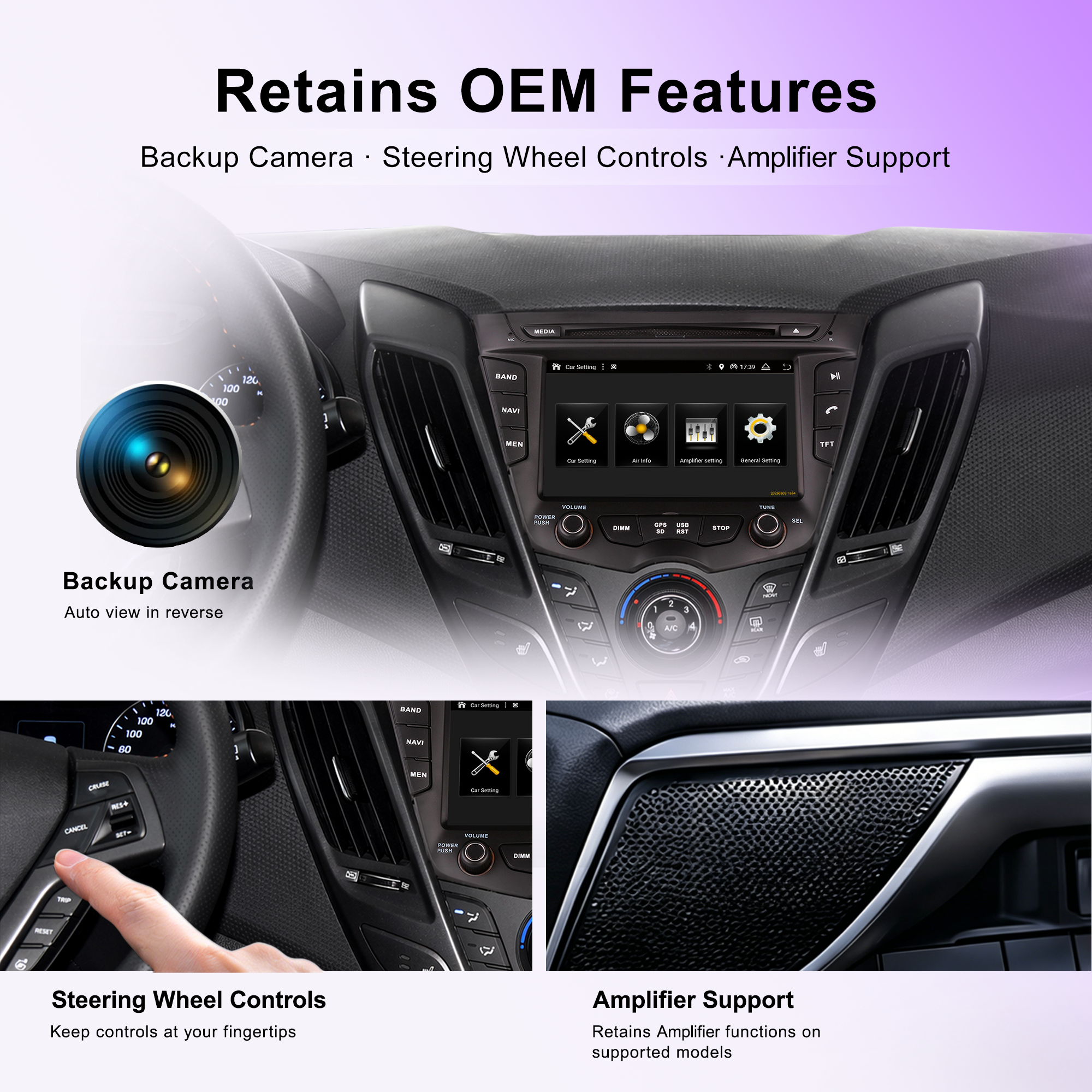 KSPIV 7-Inch Android Car Stereo for Hyundai Veloster 2011–, Wireless CarPlay, Android Auto, GPS Navigation, DSP, SWC & Backup Camera