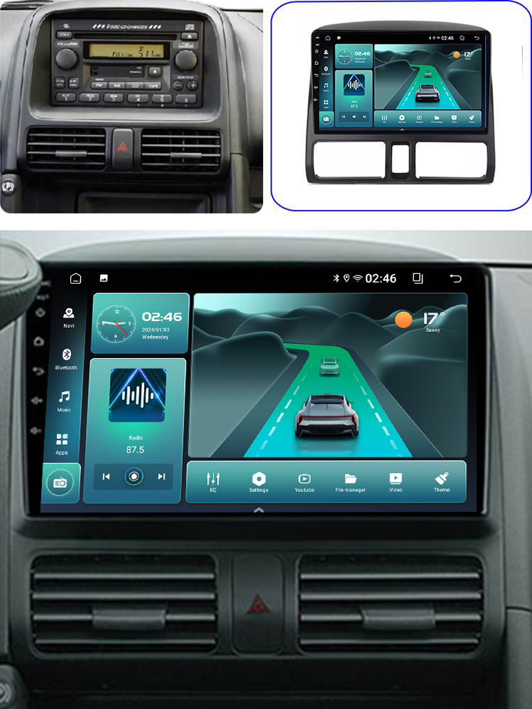 9 Inch Touch Screen Android 13 Car Radio for Honda CRV 2001 - 2006 Multimedia Video Player Navigation Carplay Autoradio BT DSP WiFi  SWC