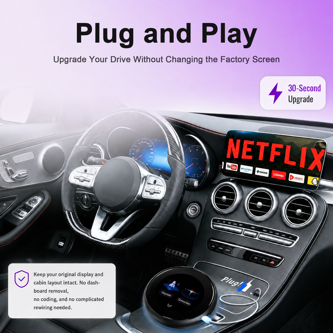 KSPIV CarPlay AI Box with 3.2” Touchscreen, Android 14 Wireless CarPlay & Android Auto Adapter, Qualcomm Snapdragon 6125, Plug and Play AI Box for OEM Wired & Wireless CarPlay Vehicles, Netflix YouTube TikTok, GPS, Dual BT 5.0