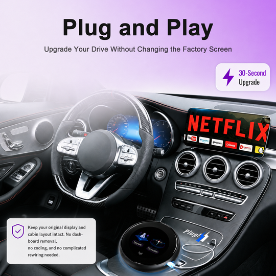 KSPIV CarPlay AI Box with 3.2” Touchscreen, Android 14 Wireless CarPlay & Android Auto Adapter, Qualcomm Snapdragon 6125, Plug and Play AI Box for OEM Wired & Wireless CarPlay Vehicles, Netflix YouTube TikTok, GPS, Dual BT 5.0