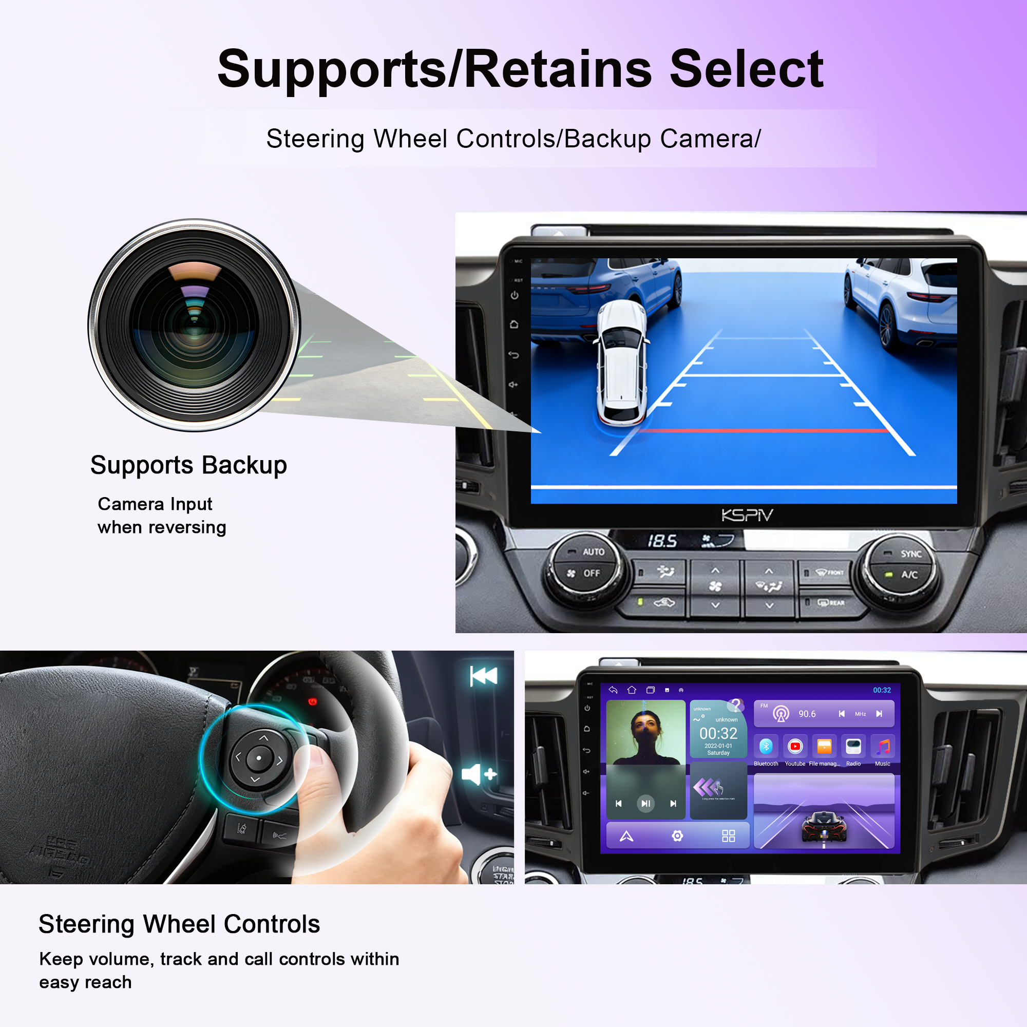 10.1 Inch Touch Screen for TOYOTA RAV4 2013-2018 Radio, Android Car Stereo with Carplay Android Auto in Dash GPS Navigation Bluetooth WIFI FM Steering Wheel Controls