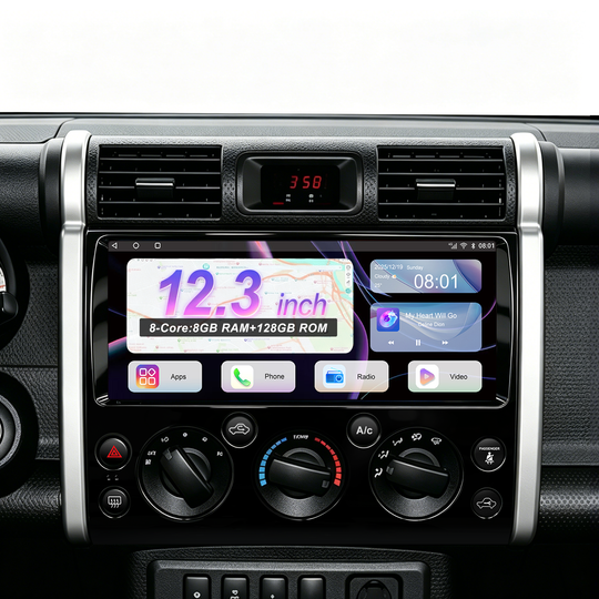 12.3 Inch Android Car Stereo for Toyota FJ Cruiser 2006+, Qualcomm 8-Core 8GB+128GB Touch Screen Radio with Wireless Apple CarPlay Android Auto, DSP DTS Sound, GPS, Bluetooth, RCA HDMI Output, Plug & Play