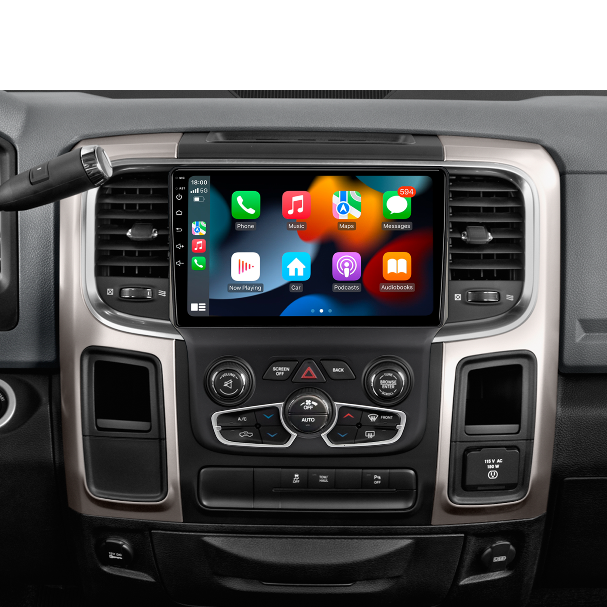 10.4" Vertical Android 14 Car Stereo for Dodge Ram 1500 2500 3500 2013-2018 Auto A/C, Wireless CarPlay Android Auto, 4G LTE GPS Navigation, Bluetooth, Backup Camera, Steering Wheel Control, Plug & Play