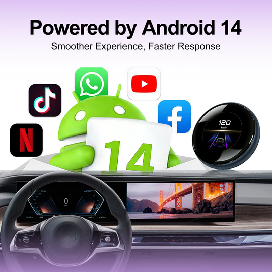 CarPlay Magic AI Box with 3.2” Touchscreen for BMW Mercedes Audi Porsche | Android 14 Wireless CarPlay & Android Auto Adapter