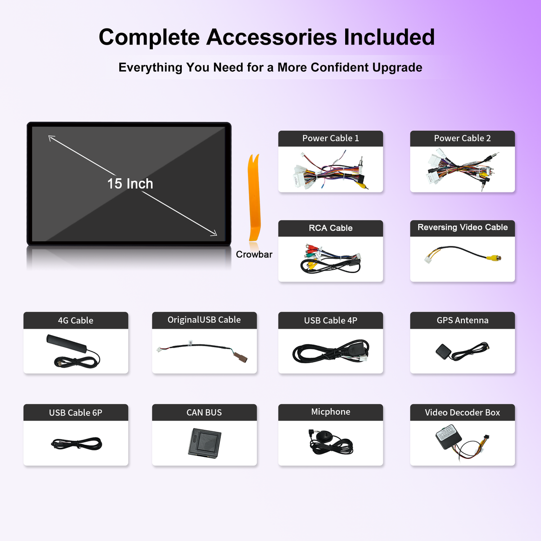 15-Inch Android 14 Car Stereo for Toyota 4Runner, QLED Touch Screen Radio with Wireless CarPlay Android Auto, Qualcomm 6125 8GB+128GB, 4G LTE, DSP Audio, GPS Navigation, JBL, Backup Camera, Plug & Play