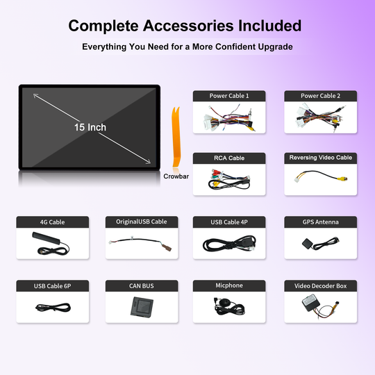 15-Inch Android 14 Car Stereo for Toyota 4Runner, QLED Touch Screen Radio with Wireless CarPlay Android Auto, Qualcomm 6125 8GB+128GB, 4G LTE, DSP Audio, GPS Navigation, JBL, Backup Camera, Plug & Play