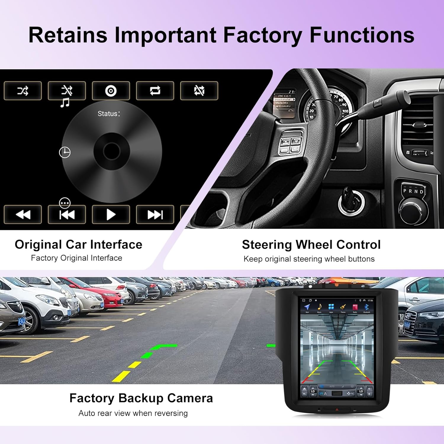 10.4" Vertical T-Style Android 14 Car Stereo for Dodge Ram 1500 2500 3500 2013-2018, Wireless CarPlay Android Auto, 4G LTE GPS, DSP EQ, A/C Touch Control, Backup Camera, Plug & Play