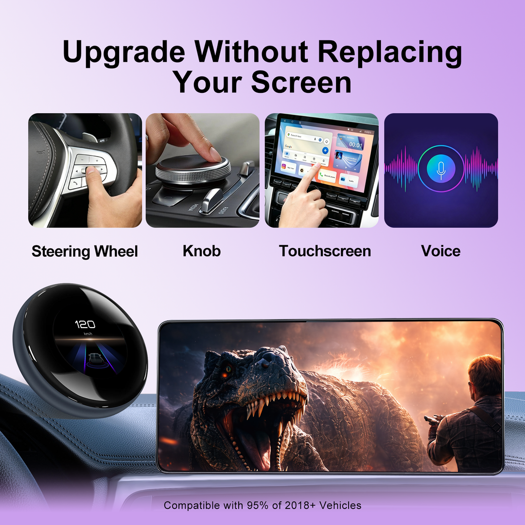 CarPlay Magic AI Box with 3.2” Touchscreen for BMW Mercedes Audi Porsche | Android 14 Wireless CarPlay & Android Auto Adapter