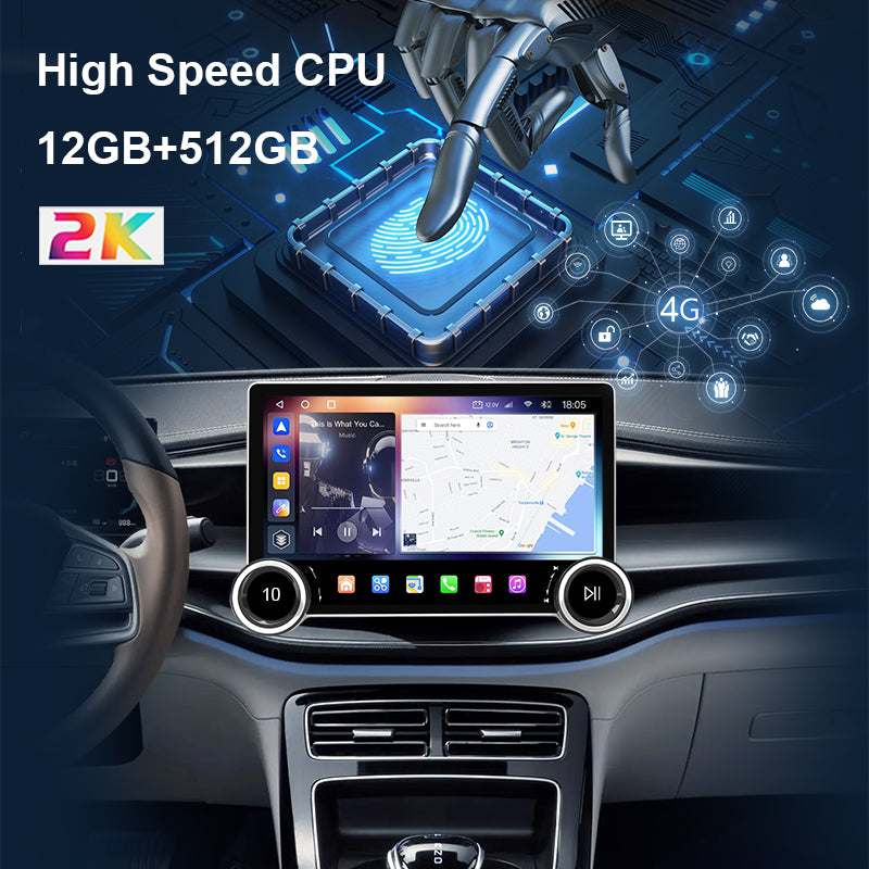 KSPIV Universal 10.1 inch Double Knob Car Multimedia Video Player CarPlay Android Auto Pixel 1280*720 GPS Bluetooth Stereo