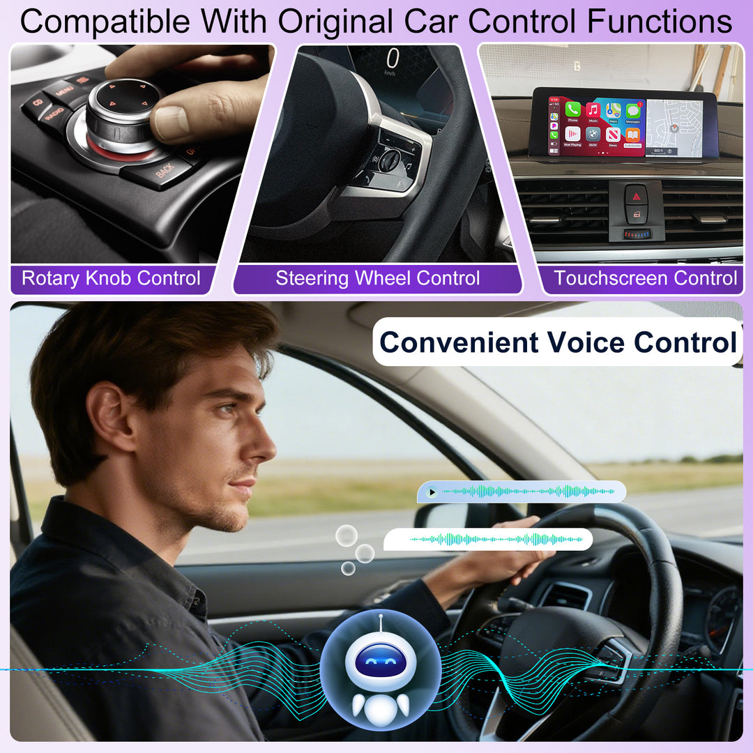 Kspiv 3.2 inch Touch Screen CarPlay Ai Box with Android 13 Qualcomm 6125, Wireless CarPlay Android Auto Adapter with YouTube Disney+ Apps, Support Video Output 4G SIM & Dual WiFi OTA Update,Plug&Play