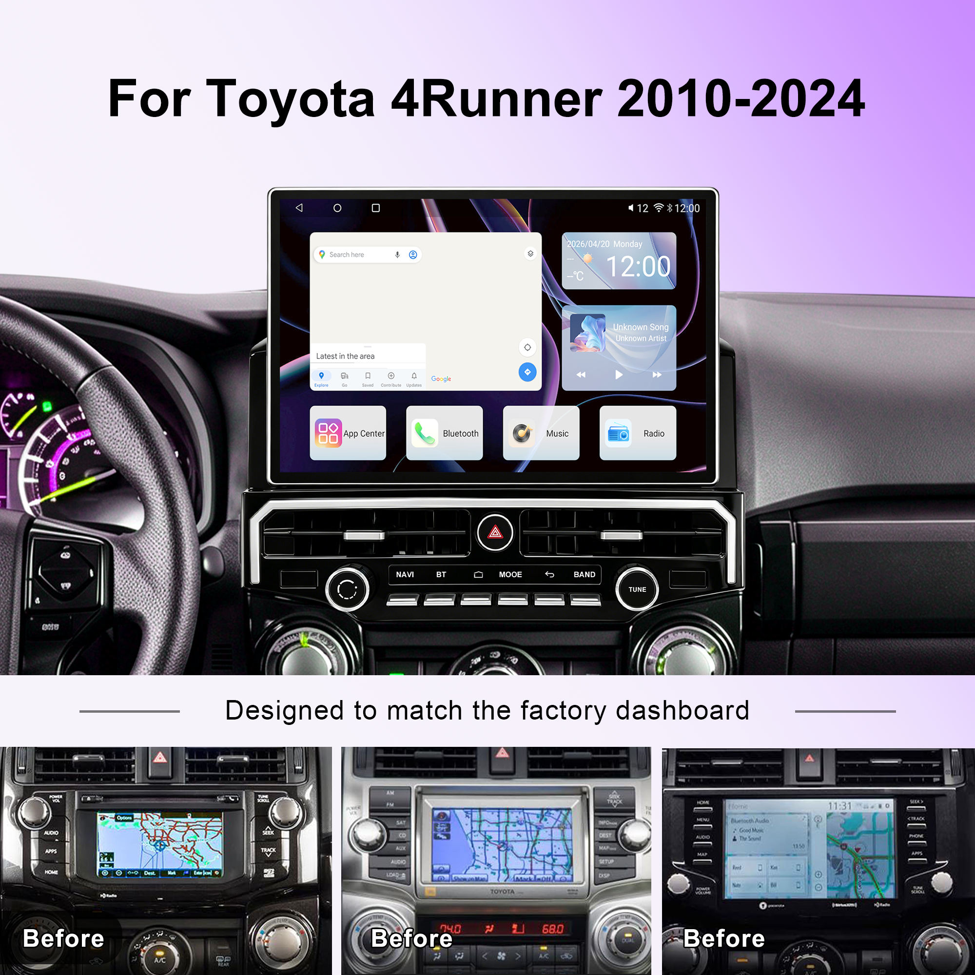 KSPIV 15” Android Car Stereo for Toyota 4Runner 2010-2024, Qualcomm 8-Core 8GB+128GB Touchscreen Radio, Wireless CarPlay Android Auto, DSP DTS Audio, GPS Navigation, Bluetooth, RCA HDMI, Backup Camera, CANBUS Plug & Play