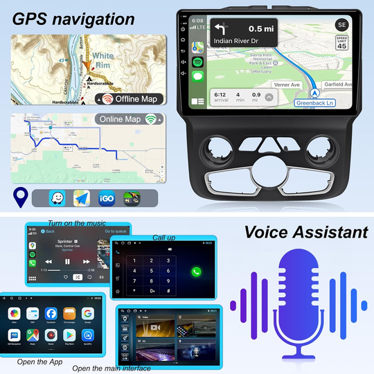 10.4" Vertical Android 14 Car Stereo for Dodge Ram 1500 2500 3500 2013-2018 Auto A/C, Wireless CarPlay Android Auto, 4G LTE GPS Navigation, Bluetooth, Backup Camera, Steering Wheel Control, Plug & Play