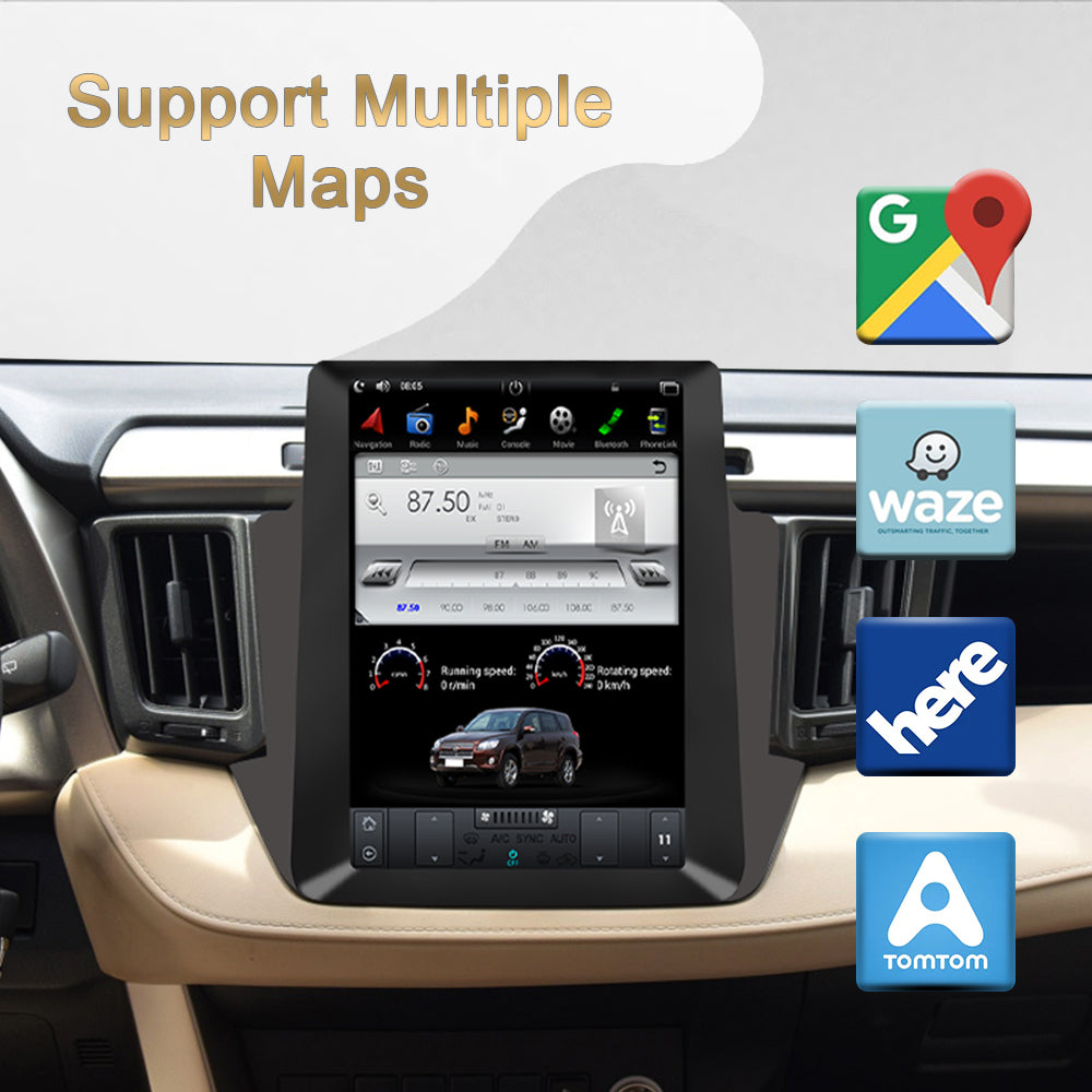10.4 Coloj Tesla Stilo Vertikala Ekrano Aŭta Multimedia Ludilo Por TOYOTA RAV4 2013- GPS Stereo-Naviga Unuo