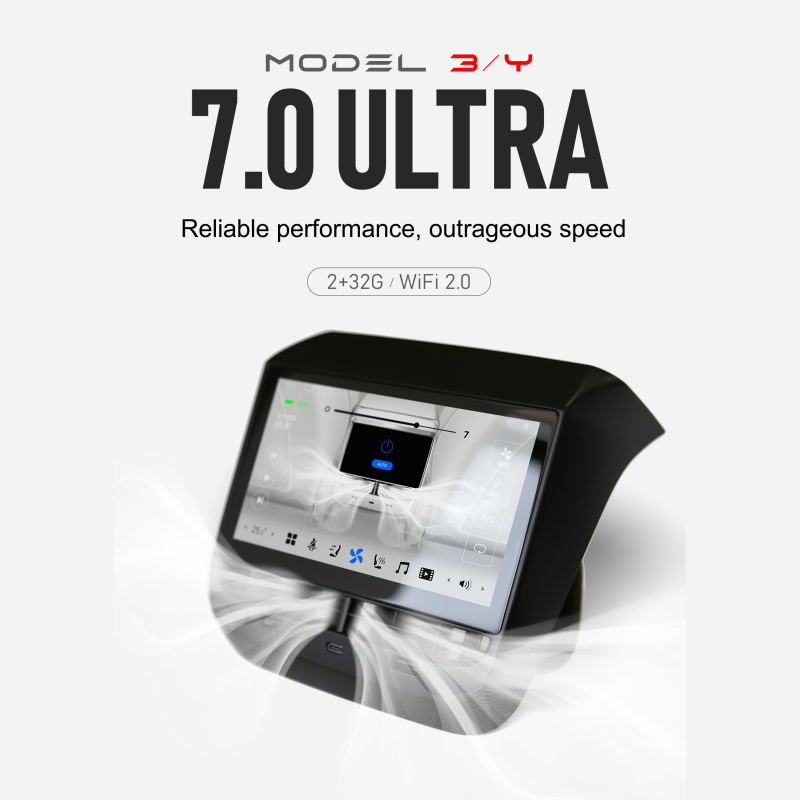 KSPIV Android 12 Rear Display Panel For Tesla Model 3 Model Y 7 Inch Touch Screen Air Conditioner Control Multimedia Player CarPlay