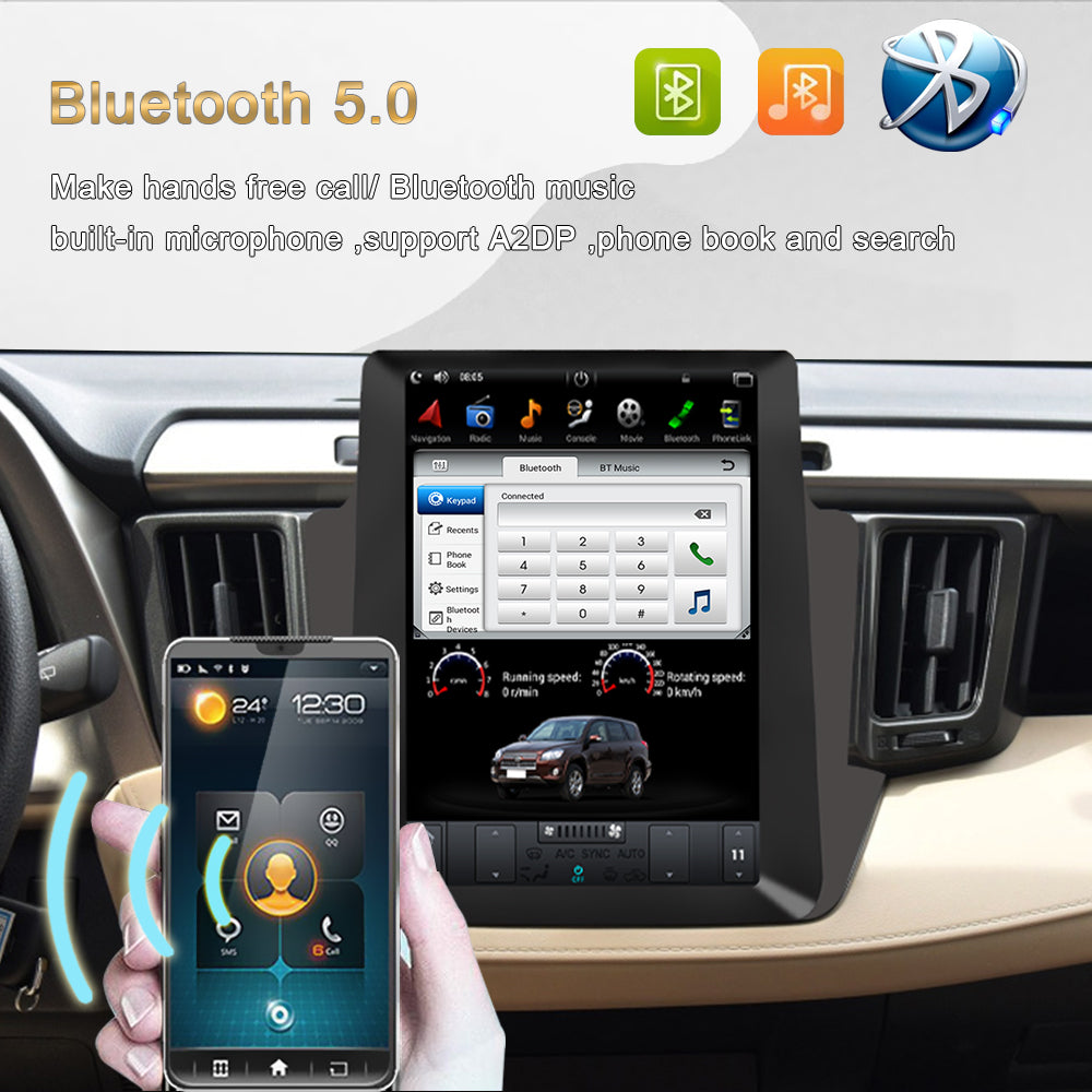 10.4 Coloj Tesla Stilo Vertikala Ekrano Aŭta Multimedia Ludilo Por TOYOTA RAV4 2013- GPS Stereo-Naviga Unuo