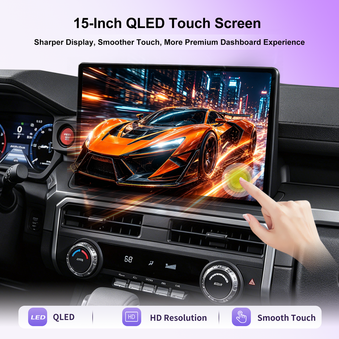 15-Inch Android 14 Car Stereo for Toyota 4Runner, QLED Touch Screen Radio with Wireless CarPlay Android Auto, Qualcomm 6125 8GB+128GB, 4G LTE, DSP Audio, GPS Navigation, JBL, Backup Camera, Plug & Play