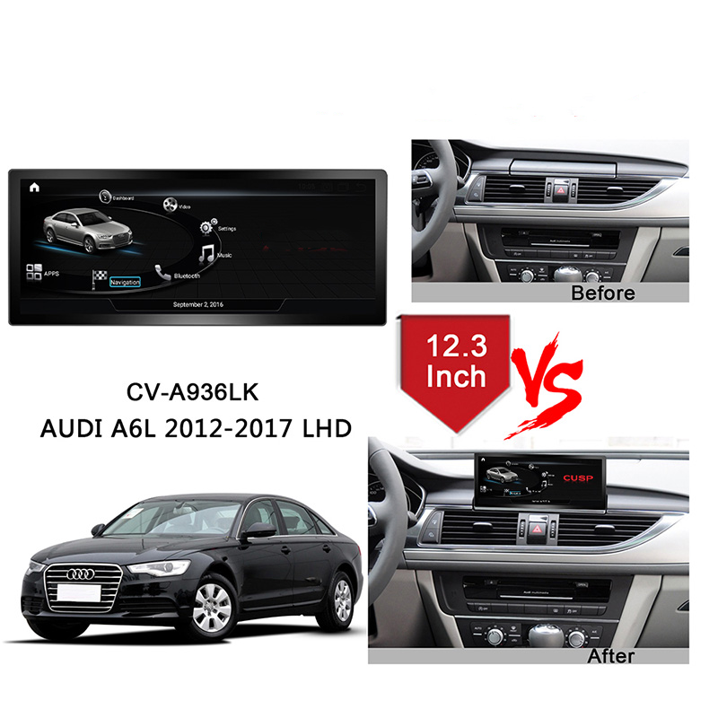 12.3 Inch Android Auto Multimedia Player Radio For AUDI A6L 2012-2017 LHD GPS Navigation Wireless Carplay