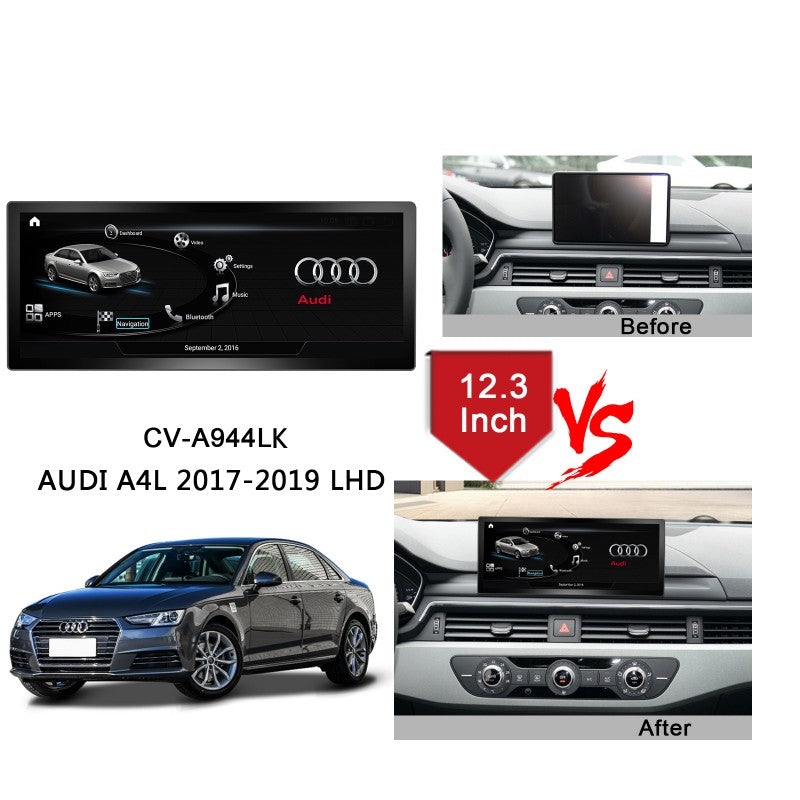 Android 12.3 Inch Car Multimedia Radio For A4L 2017-2019 LHD Stereo Player 64G GPS Navigation Camera